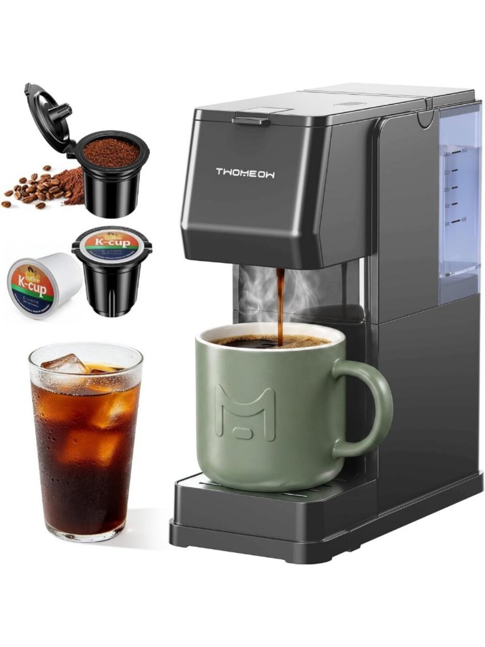 Versatile Single Serve Coffee Maker for Hot & Iced Brews - K-Cup Pods & Grounds